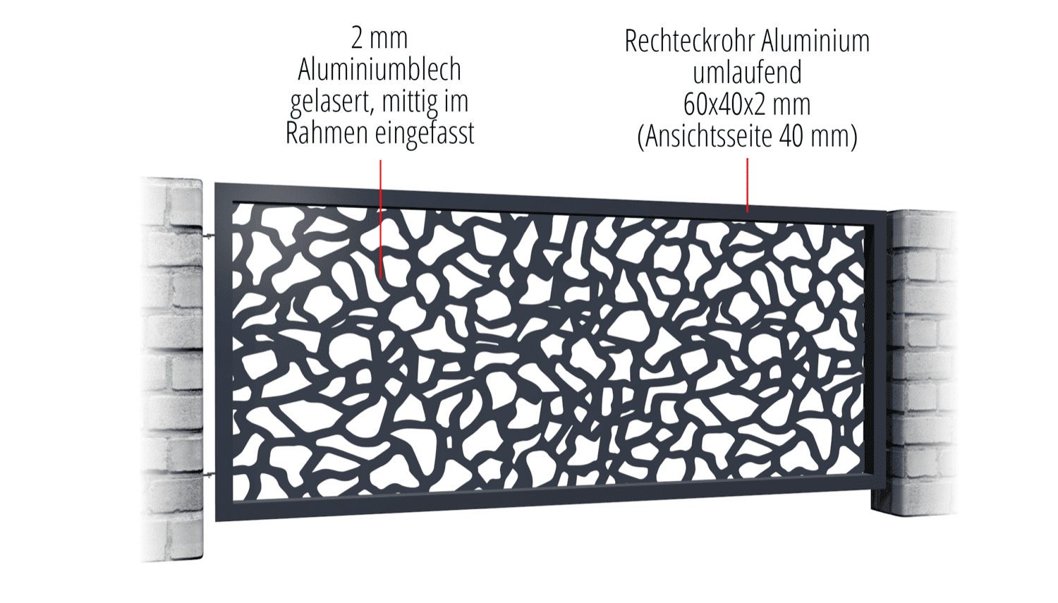 Tuinafscheiding aluminium laser gesneden ontwerp AB 2