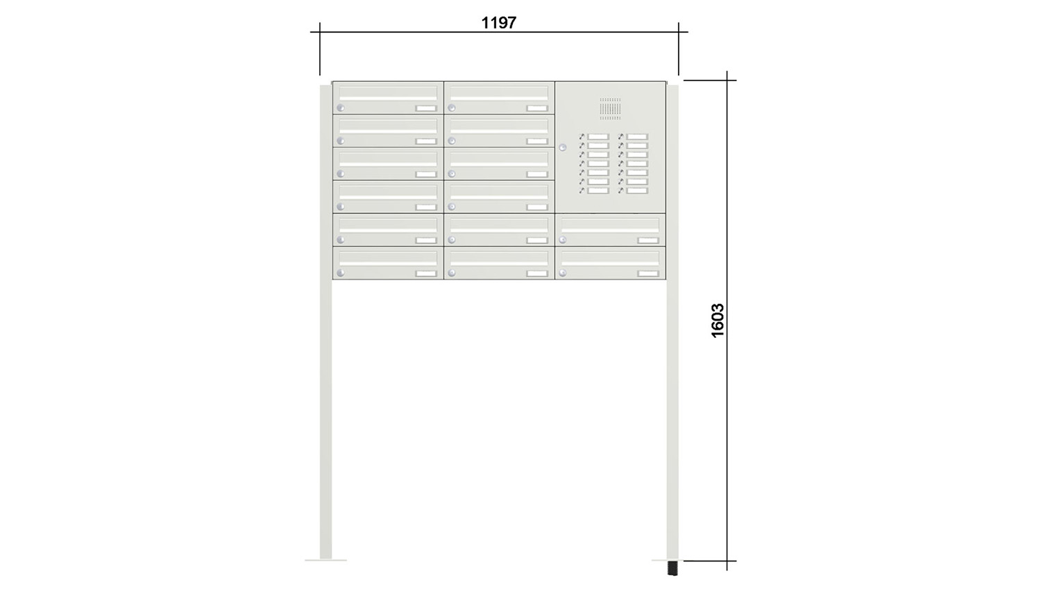 Briefkastenanlage | Freistehend | 14-fach | Waagerecht | Audio | Video | Farbe