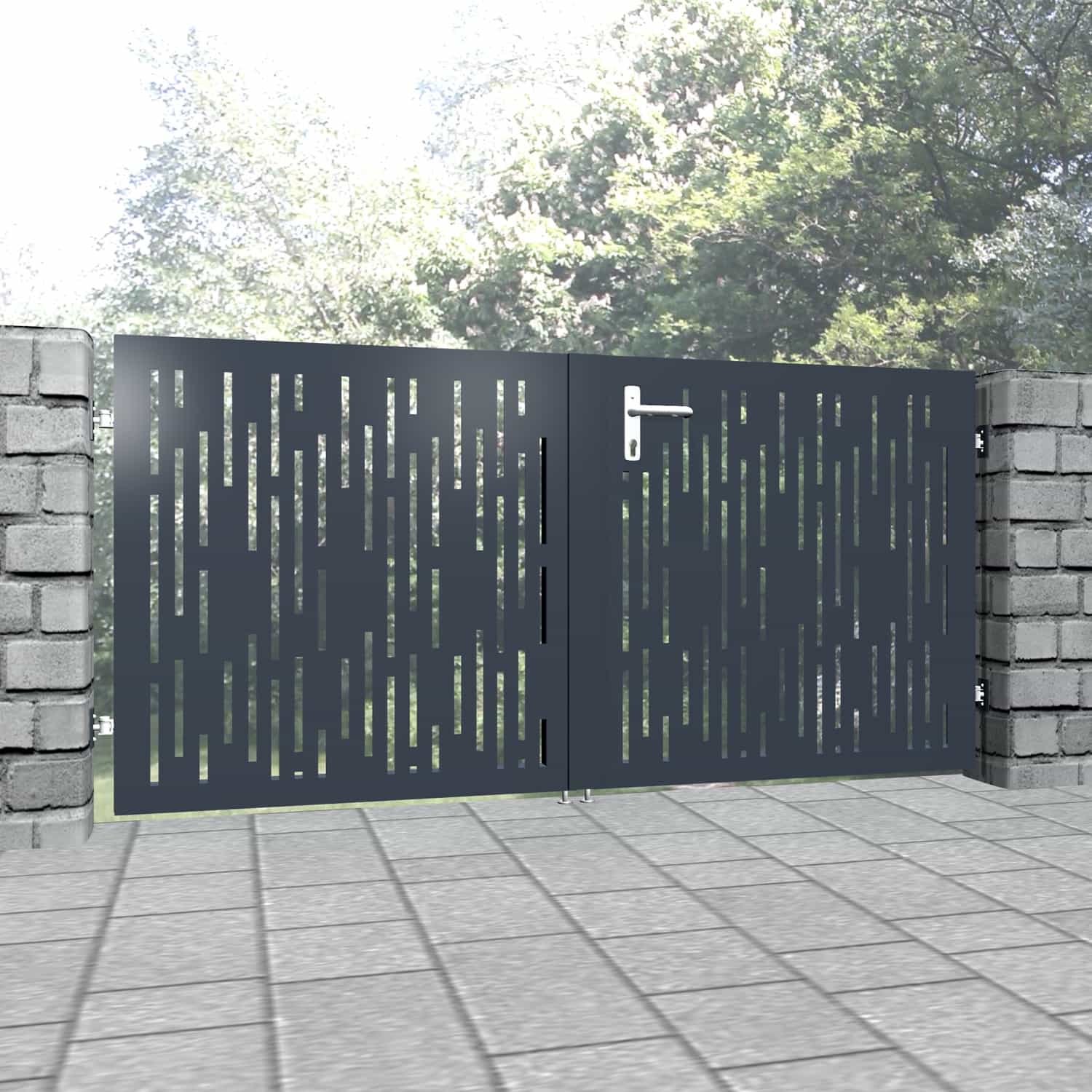 Tuinpoort aluminium 2-vleugelig lasergesneden ontwerp SF VE