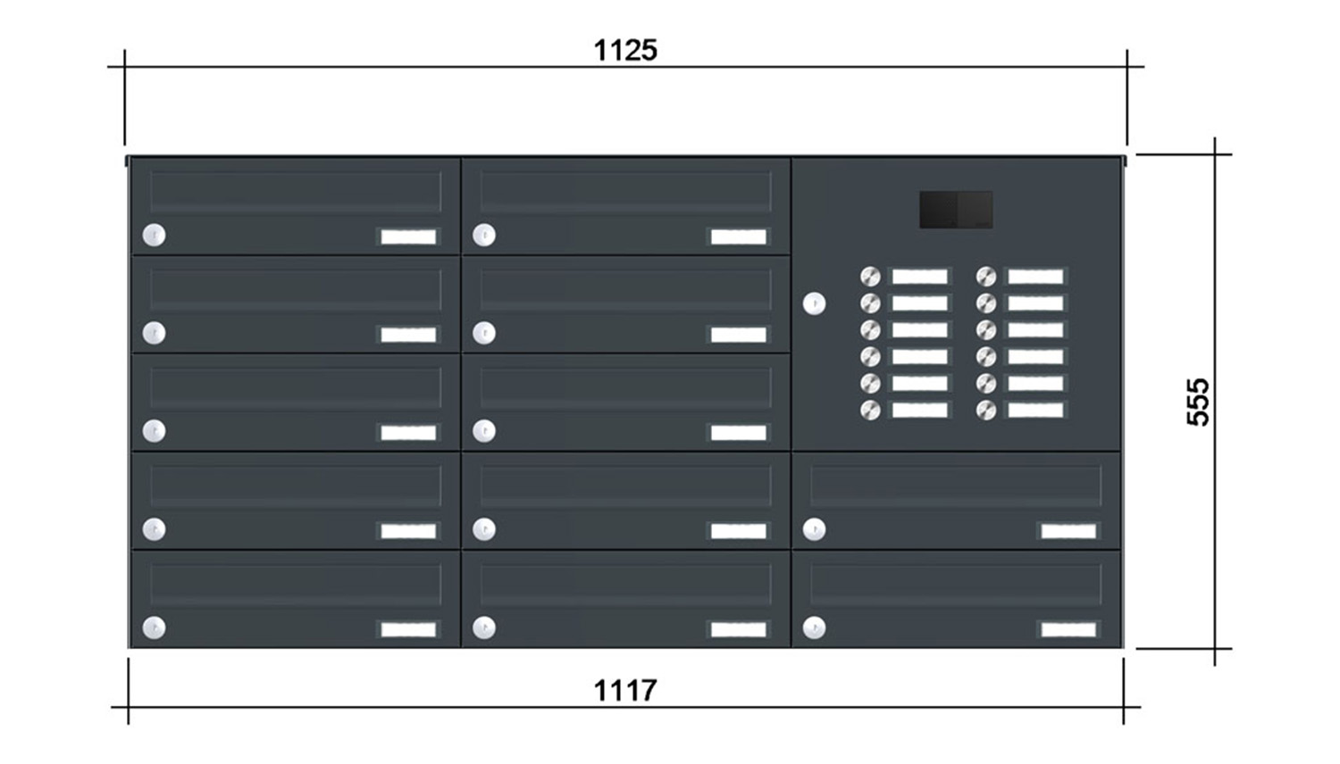 Briefkastenanlage | Aufputz | 12-fach | Waagerecht | Audio | Video | Farbe