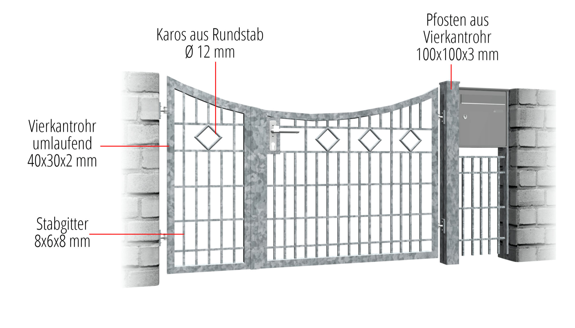 Tuindeur verzinkt 2-vleugelig KR, UB, BK