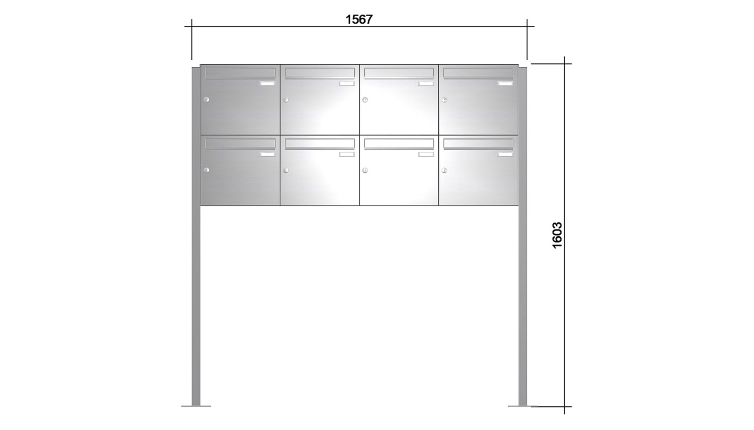 Briefkastenanlage | Freistehend | 8-fach | Senkrecht | Edelstahl