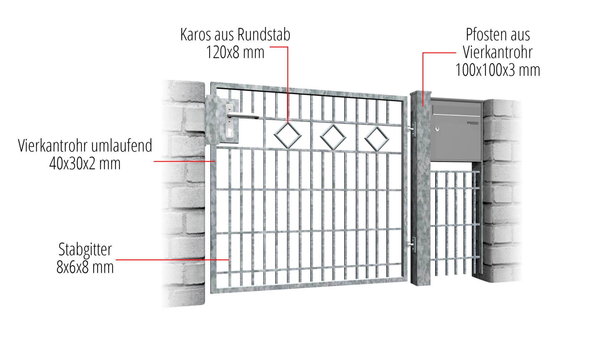 Verzinkte tuindeur 1-vleugel KR, GE, BK