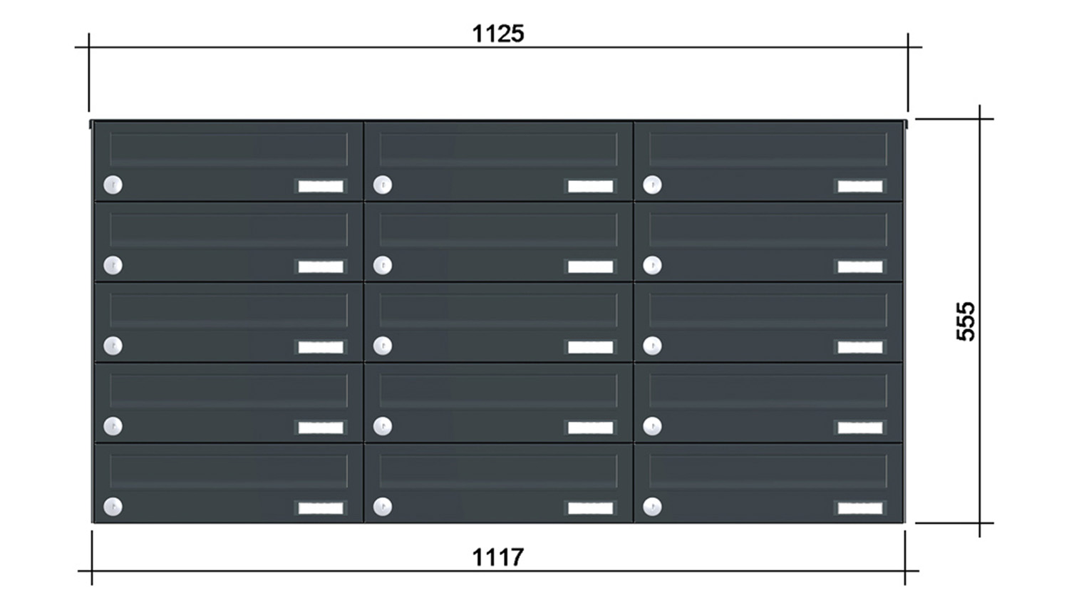 Briefkastenanlage | Aufputz | 15-fach | Waagerecht | Farbe