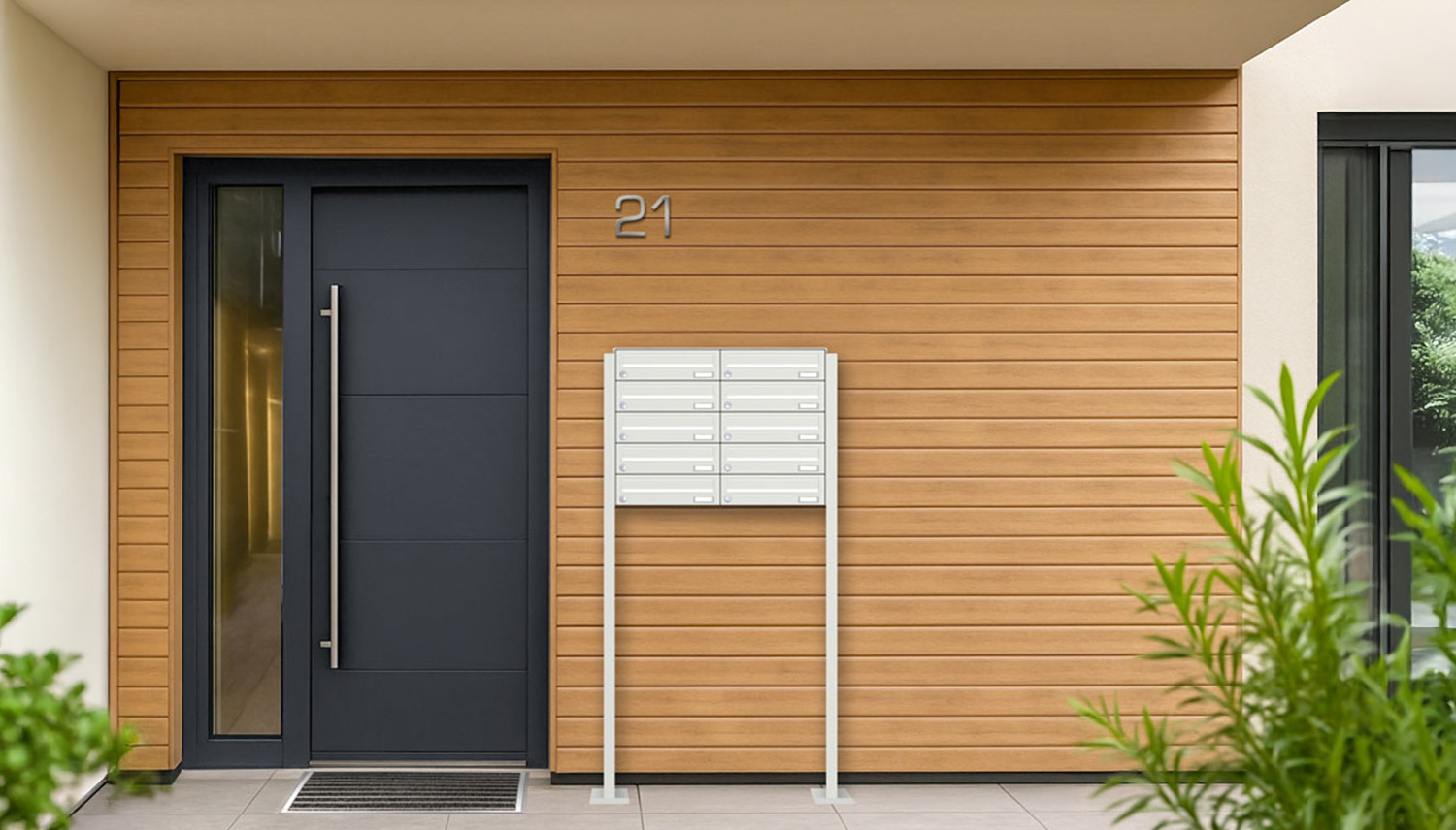 Briefkastenanlage | Freistehend | 10-fach | Waagerecht | Farbe