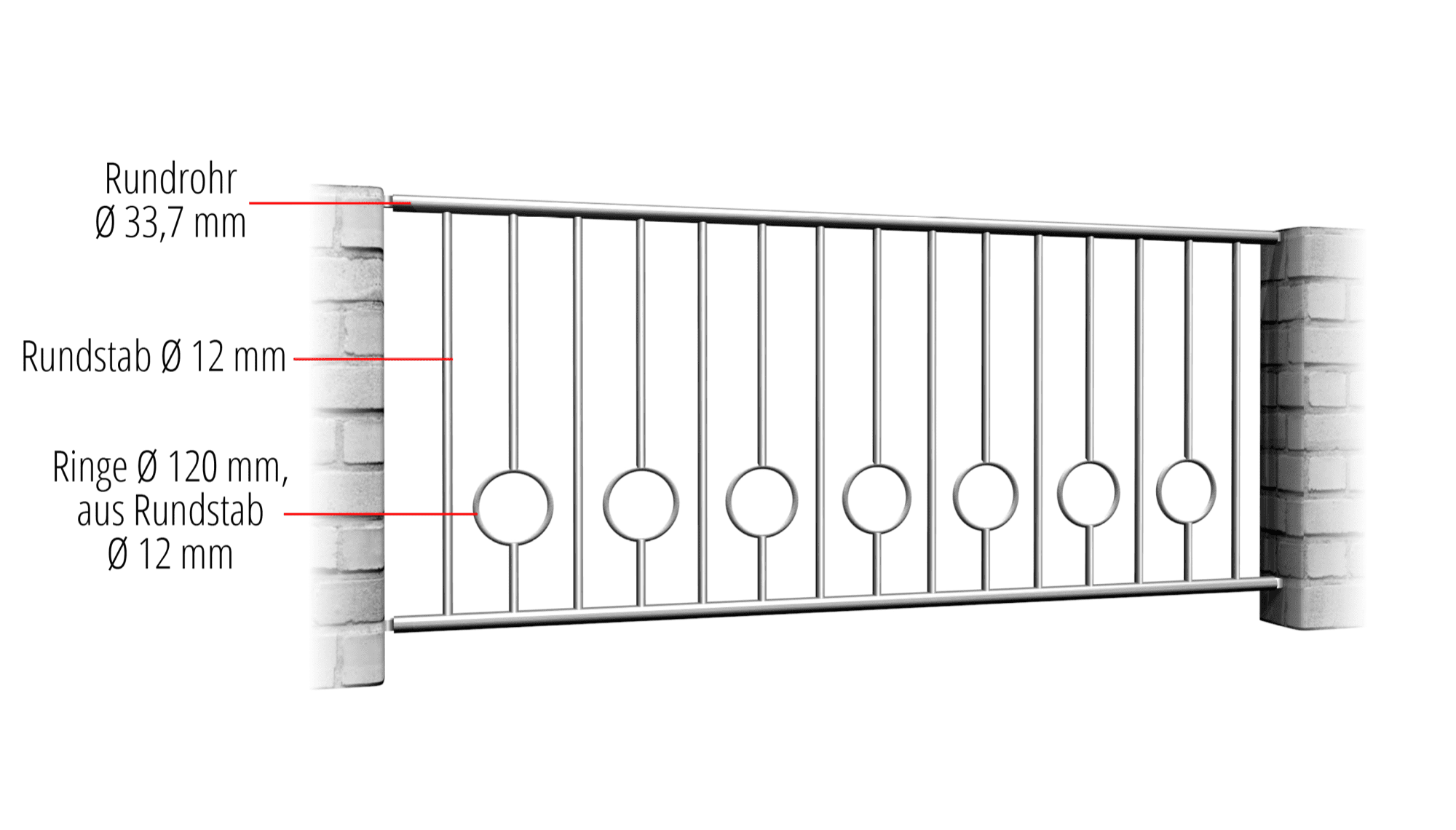 Tuinafscheiding roestvrij staal Cirkel Bar 2 Bodem, GE