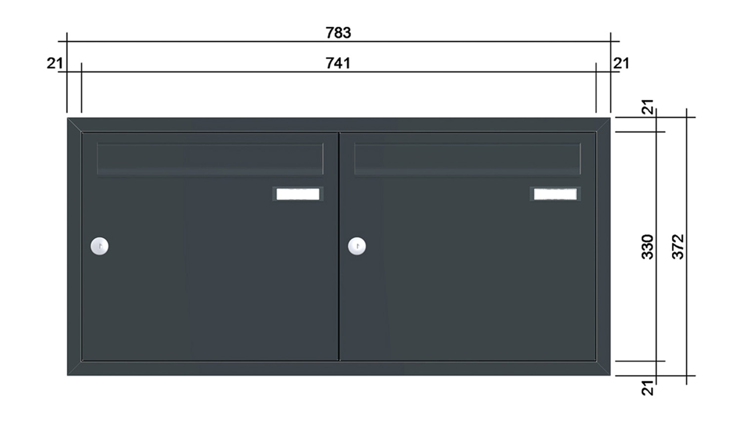 Briefkastenanlage | Unterputz | 2-fach | Senkrecht | Farbe