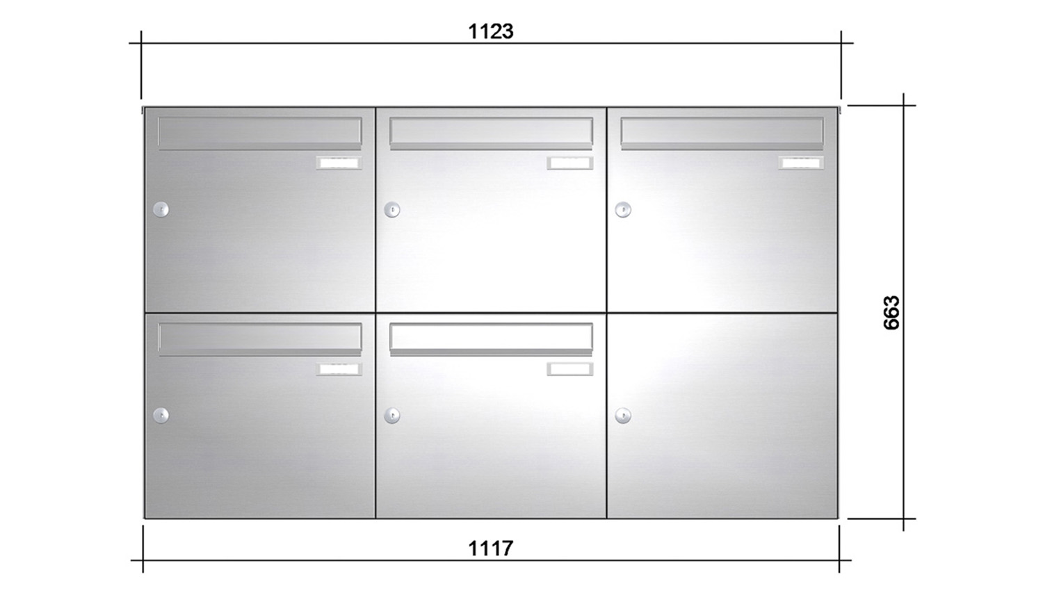 Briefkastenanlage | Aufputz | 5-fach | Senkrecht | Edelstahl