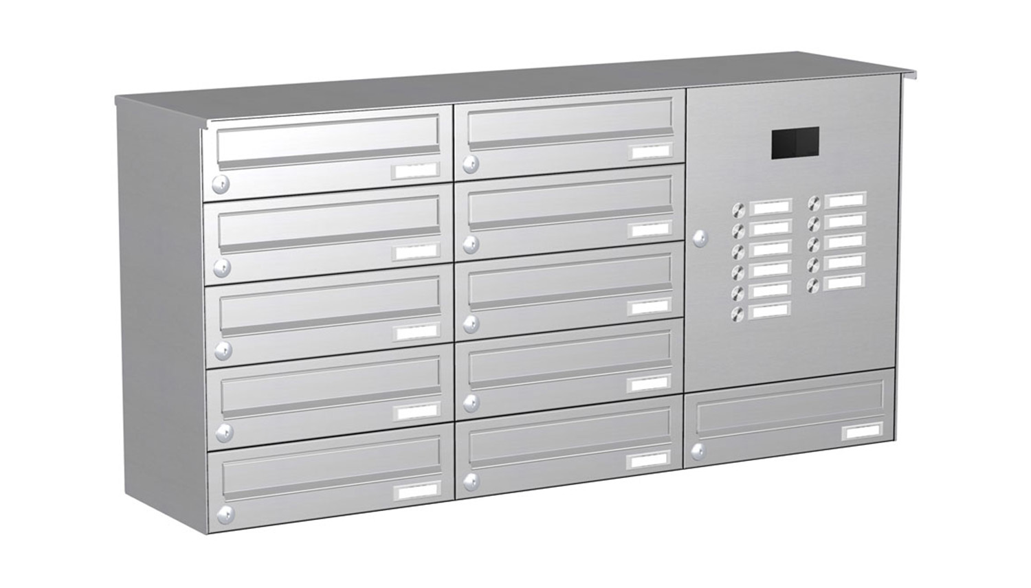 Briefkastenanlage | Aufputz | 11-fach | Waagerecht | Audio | Video | Edelstahl