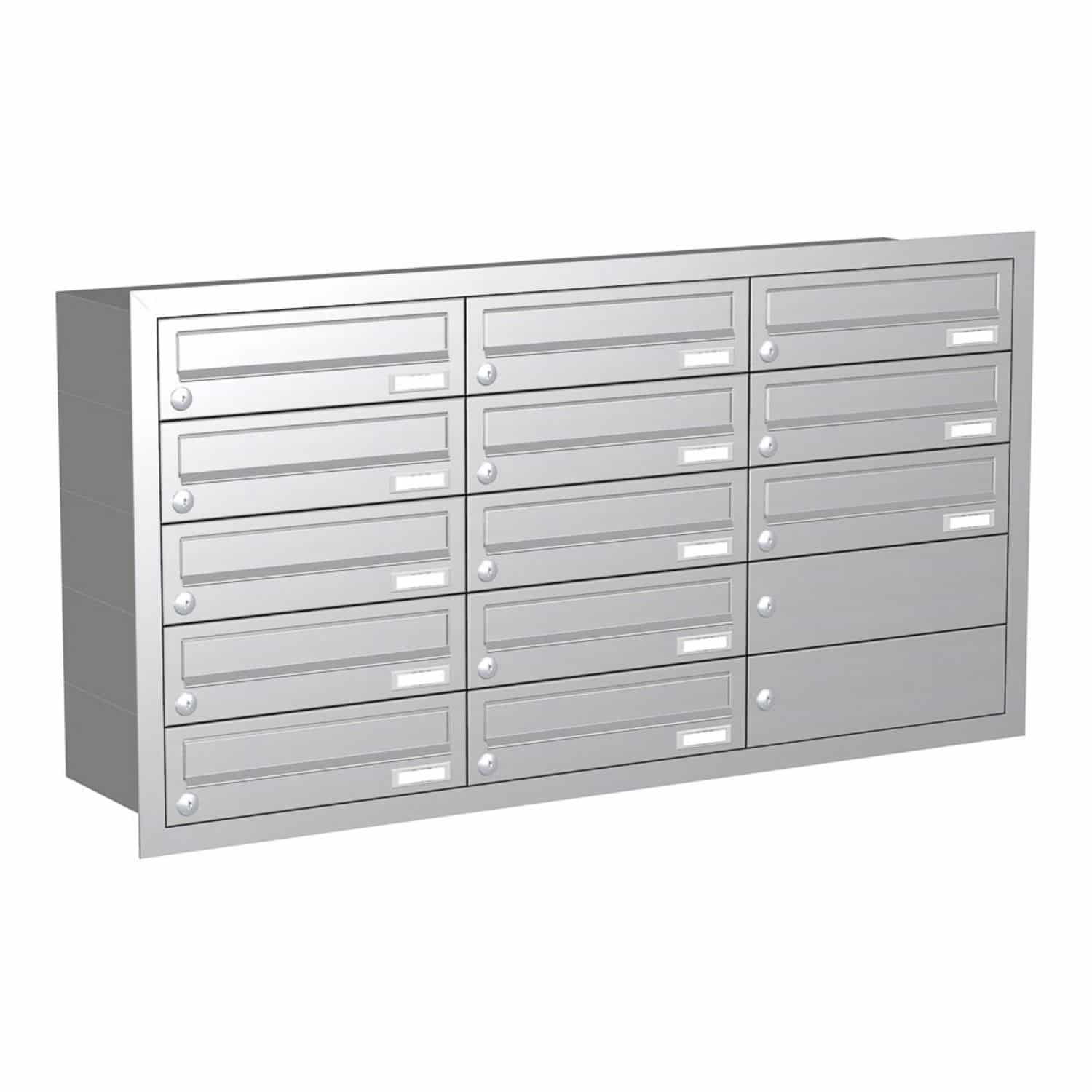 Briefkastenanlage | Unterputz | 13-fach | Waagerecht | Edelstahl