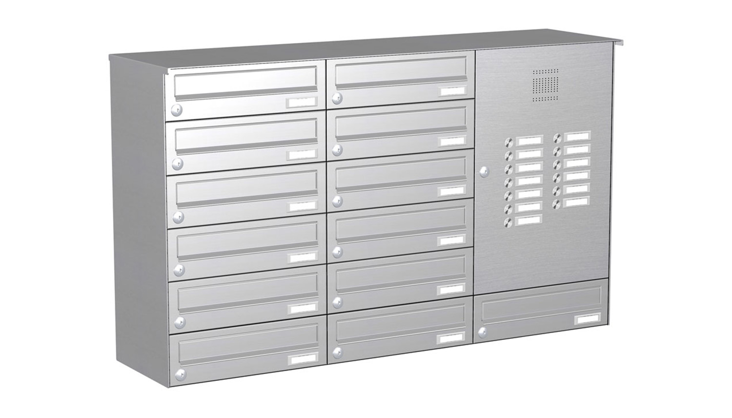 Briefkastenanlage | Aufputz | 13-fach | Waagerecht | Audio | Video | Edelstahl