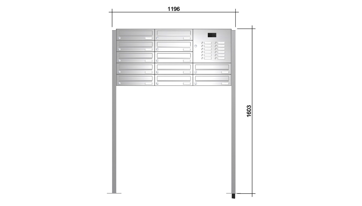 Briefkastenanlage | Freistehend | 12-fach | Waagerecht | Audio | Video | Edelstahl