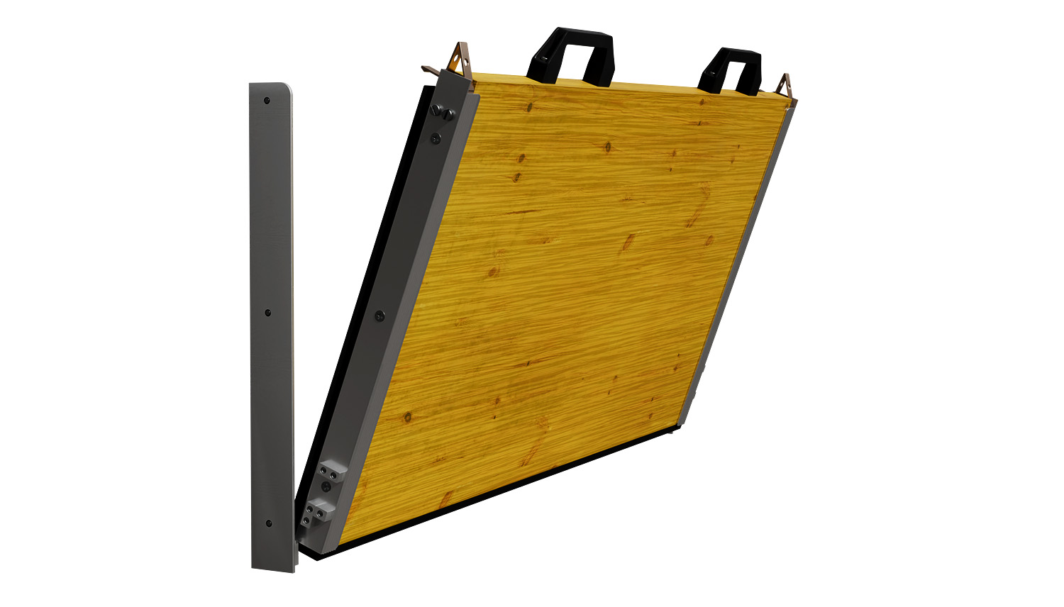 Mobile Wasserschutzwand aus Aluminium und Holz