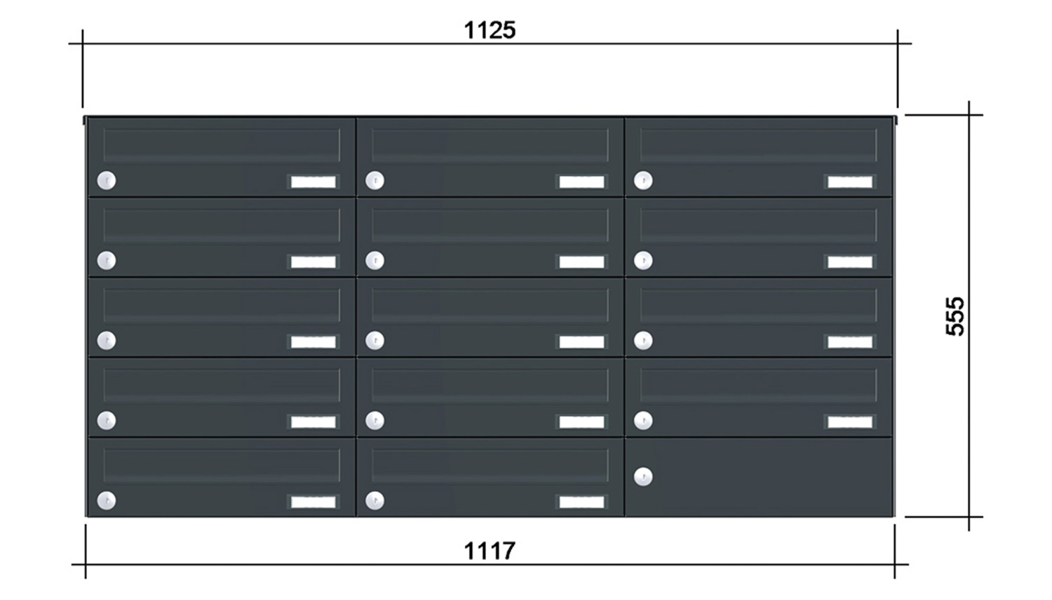 Briefkastenanlage | Aufputz | 14-fach | Waagerecht | Farbe