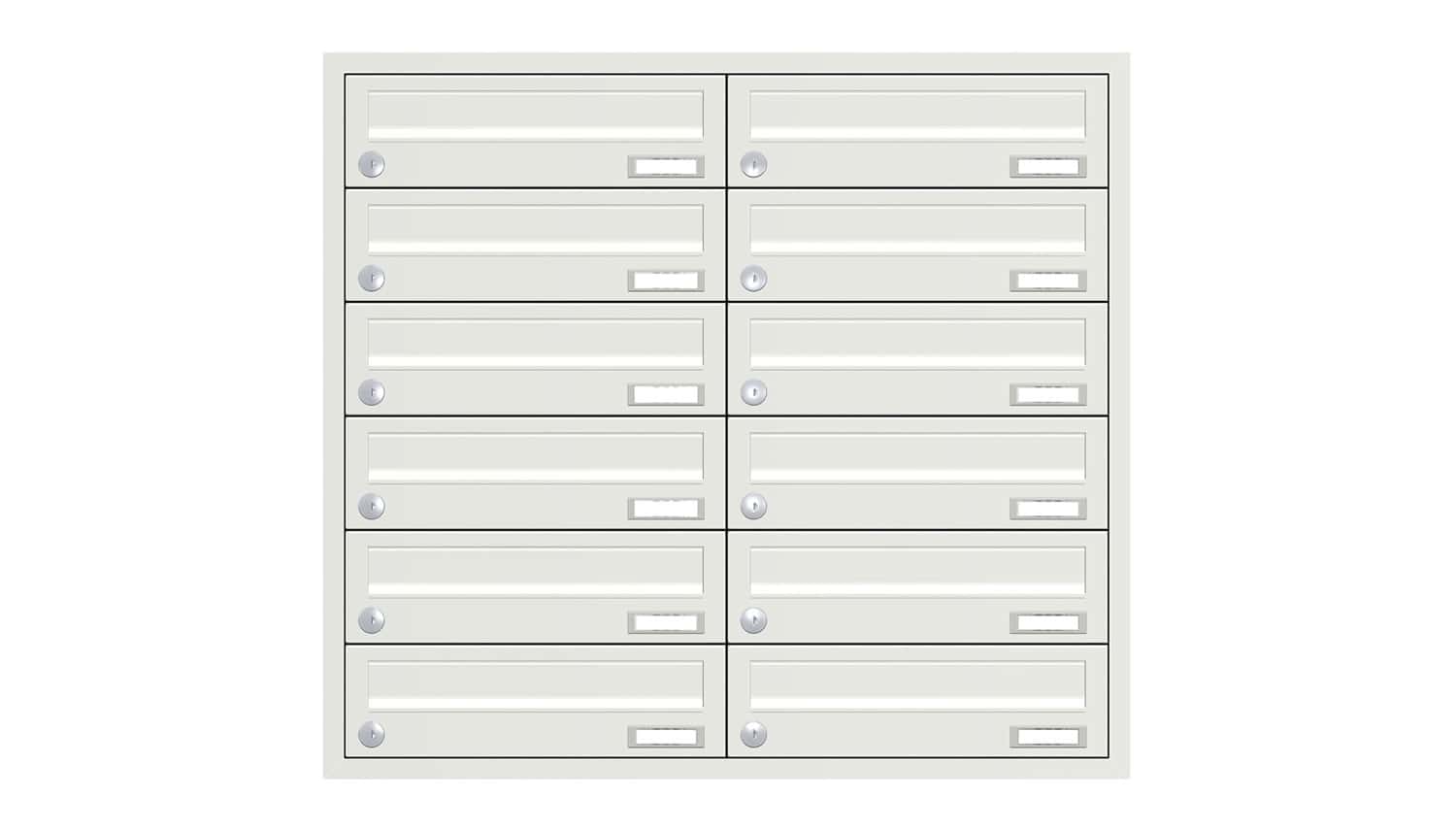 Briefkastenanlage | Unterputz | 12-fach | Waagerecht | Farbe