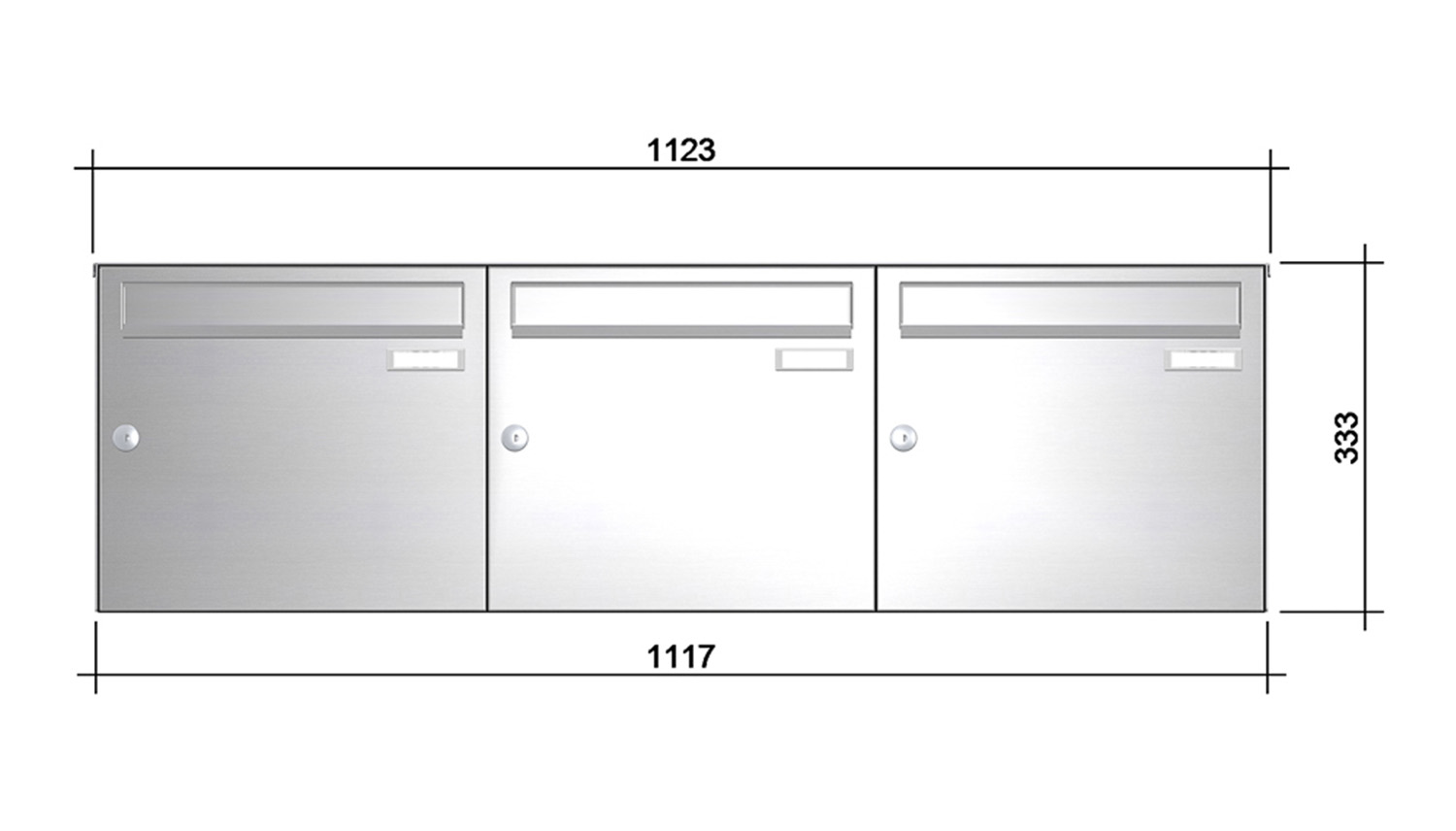 Briefkastenanlage | Aufputz | 3-fach | Senkrecht | Edelstahl