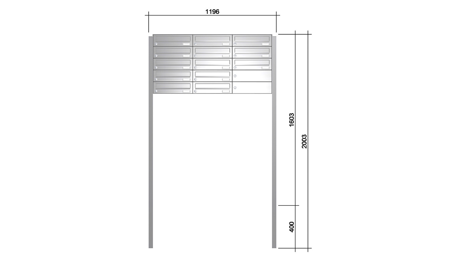 Briefkastenanlage | Freistehend | 13-fach | Waagerecht | Edelstahl