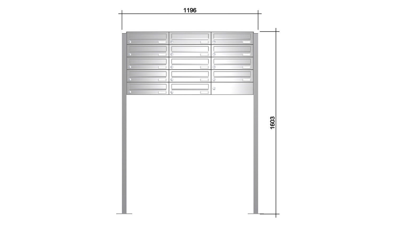 Briefkastenanlage | Freistehend | 14-fach | Waagerecht | Edelstahl