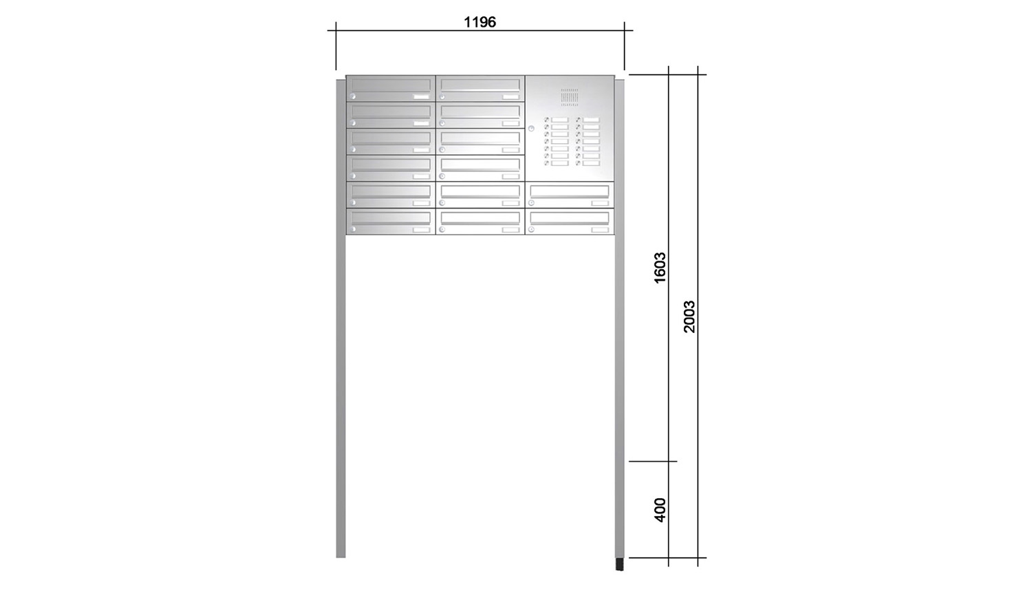 Briefkastenanlage | Freistehend | 14-fach | Waagerecht | Audio | Video | Edelstahl