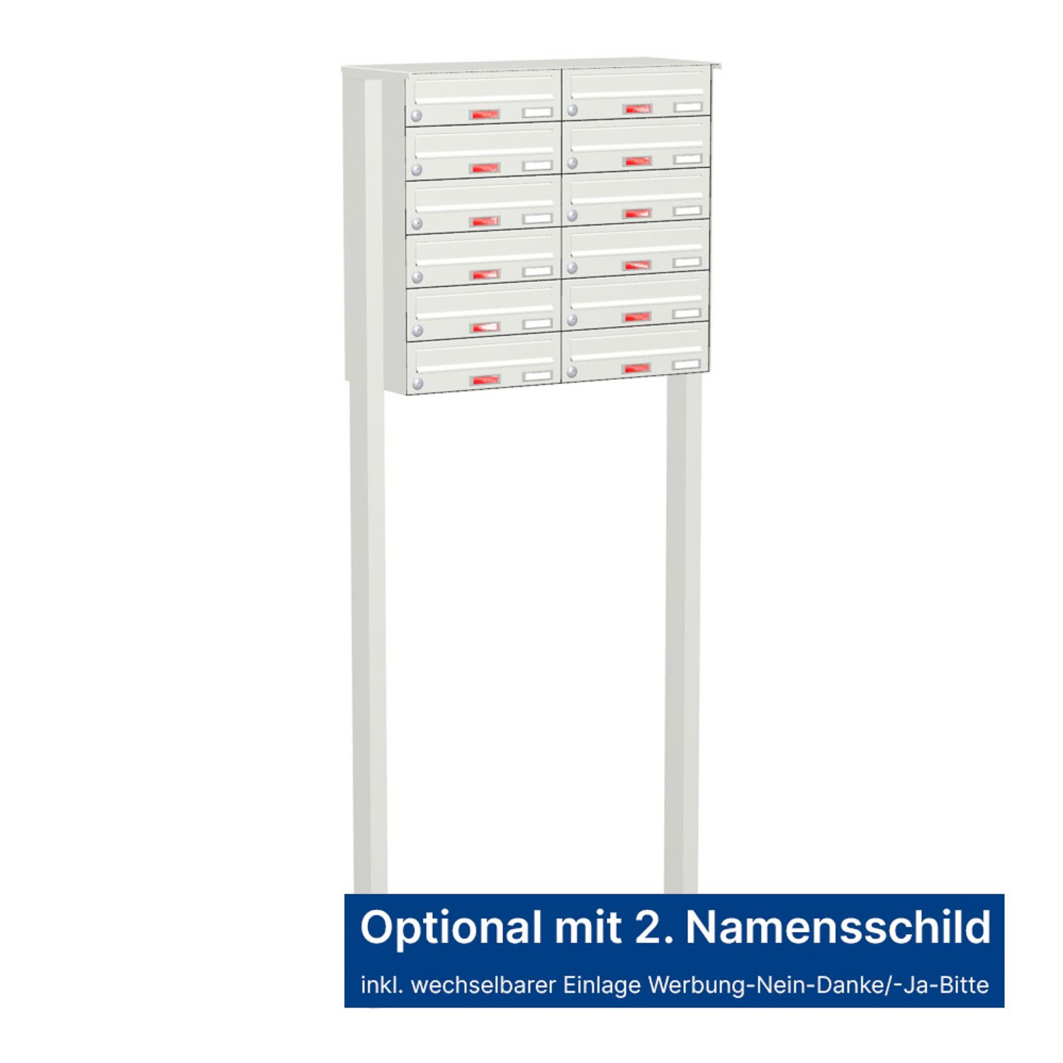 Briefkastenanlage | Freistehend | 12-fach | Waagerecht | Farbe