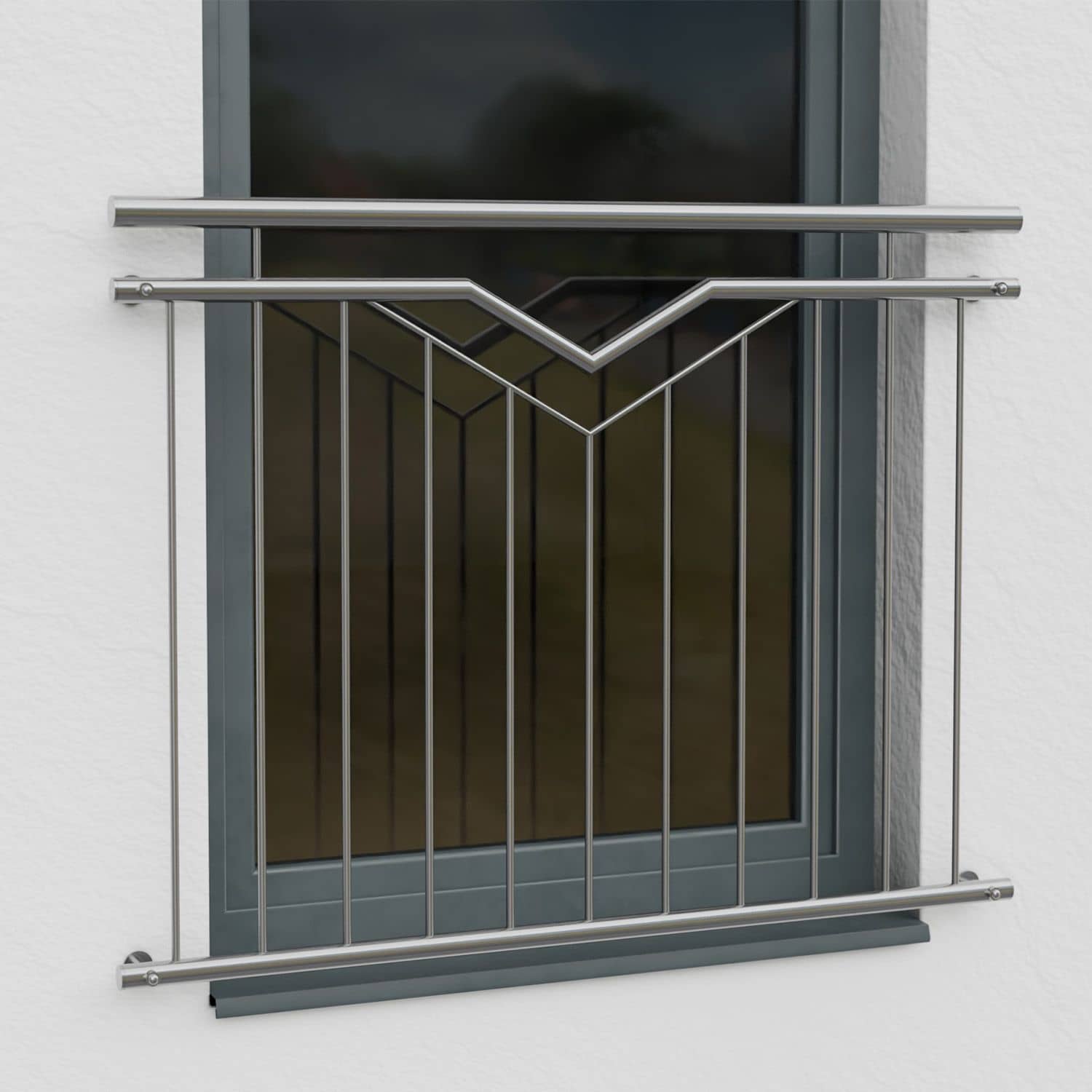 Frans balkon roestvrij staal dubbel V