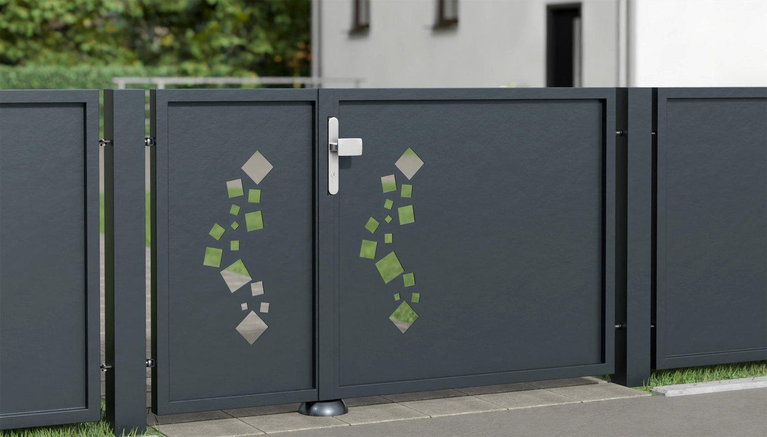 Tuindeur aluminium 2-vleugelig privacyscherm QE, GE