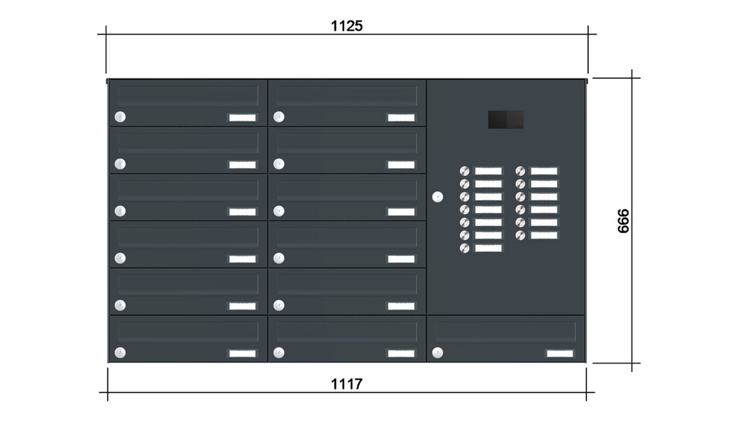 Briefkastenanlage | Aufputz | 13-fach | Waagerecht | Audio | Video | Farbe