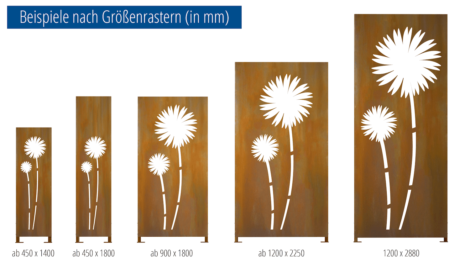 Privacyscherm cortenstaal stele Bloem 2