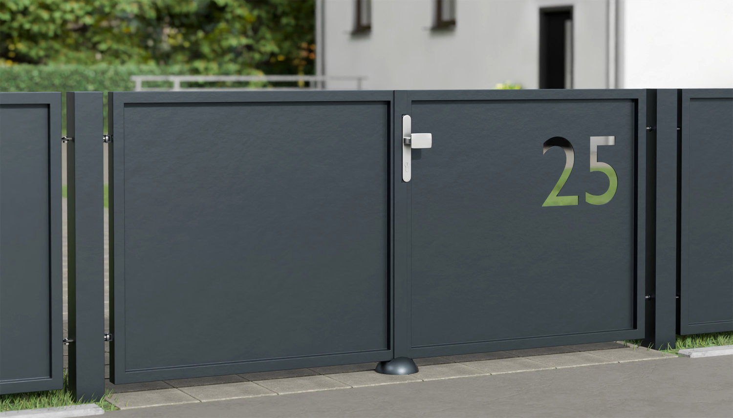 Tuinpoort aluminium 2-vleugelig privacyscherm HNR, GE