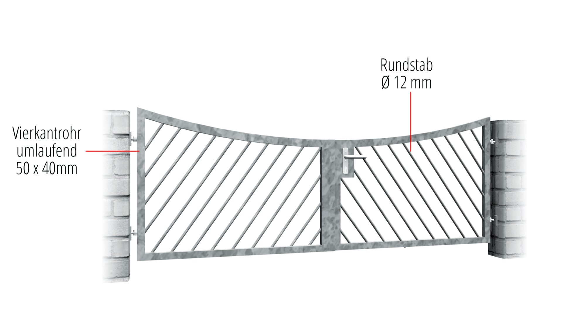 Tuinpoort verzinkt 2-vleugelig diagonaal spijl, UB