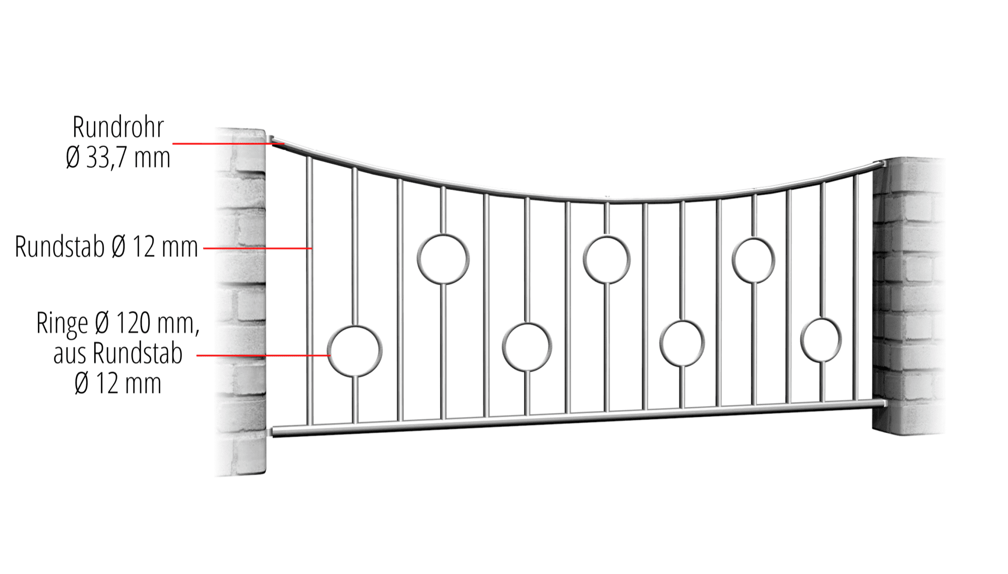 Tuinafscheiding roestvrij staal cirkel bar, UB