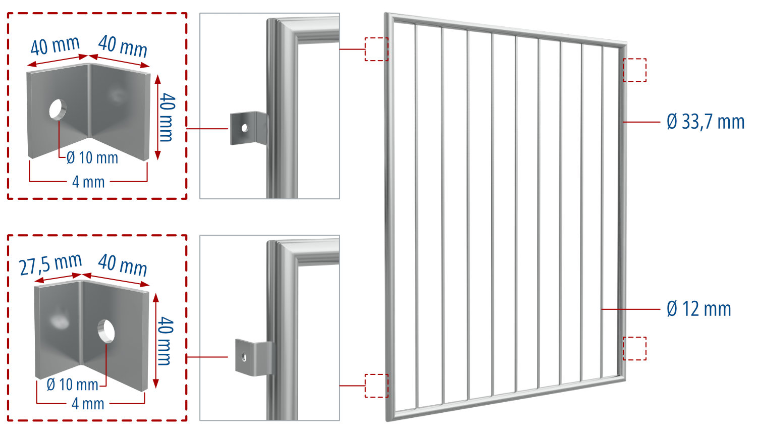 Traliewerk roestvrij staal verticale staaf 1