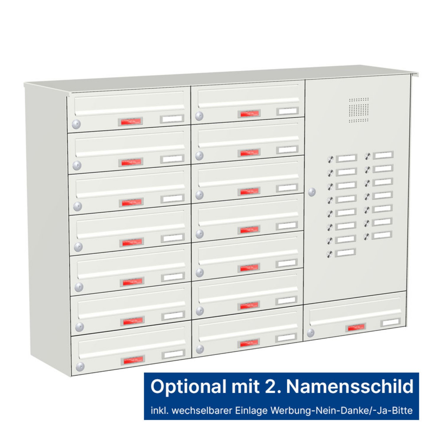 Briefkastenanlage | Aufputz | 15-fach | Waagerecht | Audio | Video | Farbe