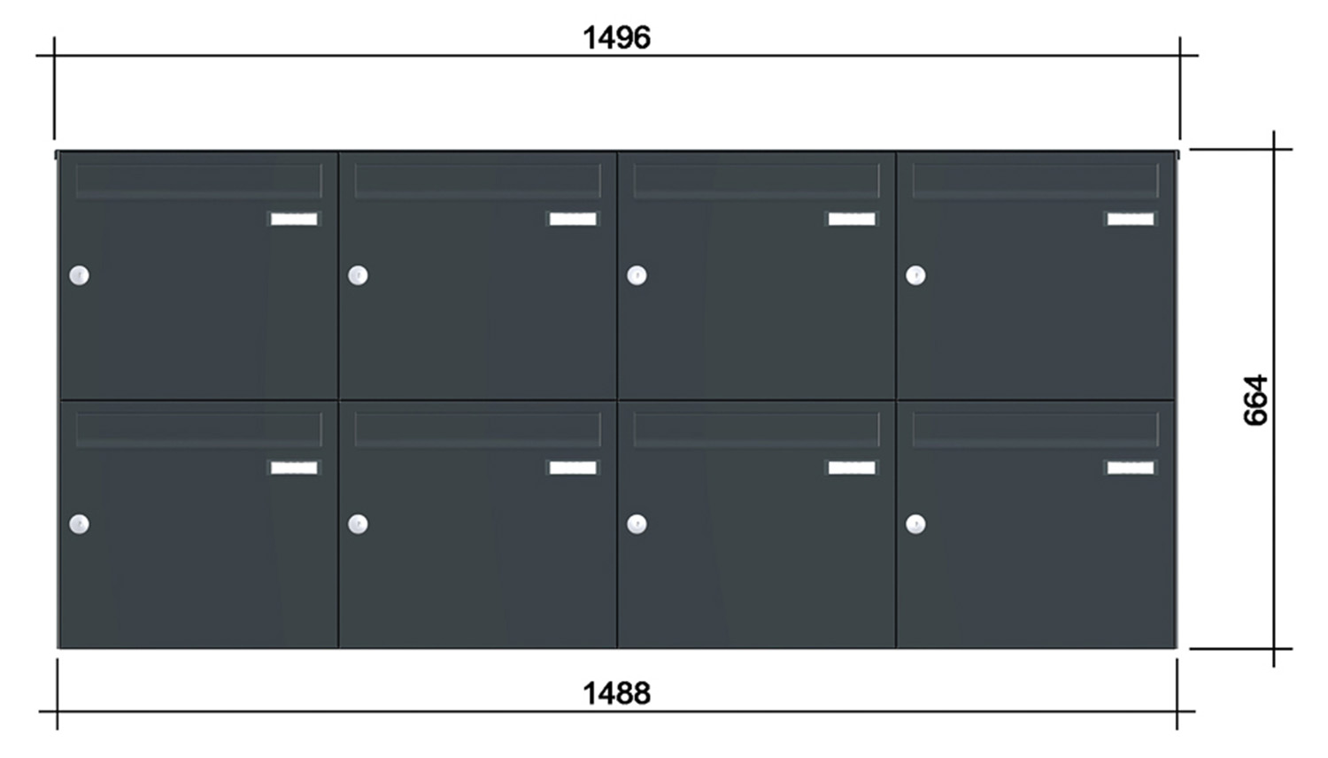 Briefkastenanlage | Aufputz | 8-fach | Senkrecht | Farbe
