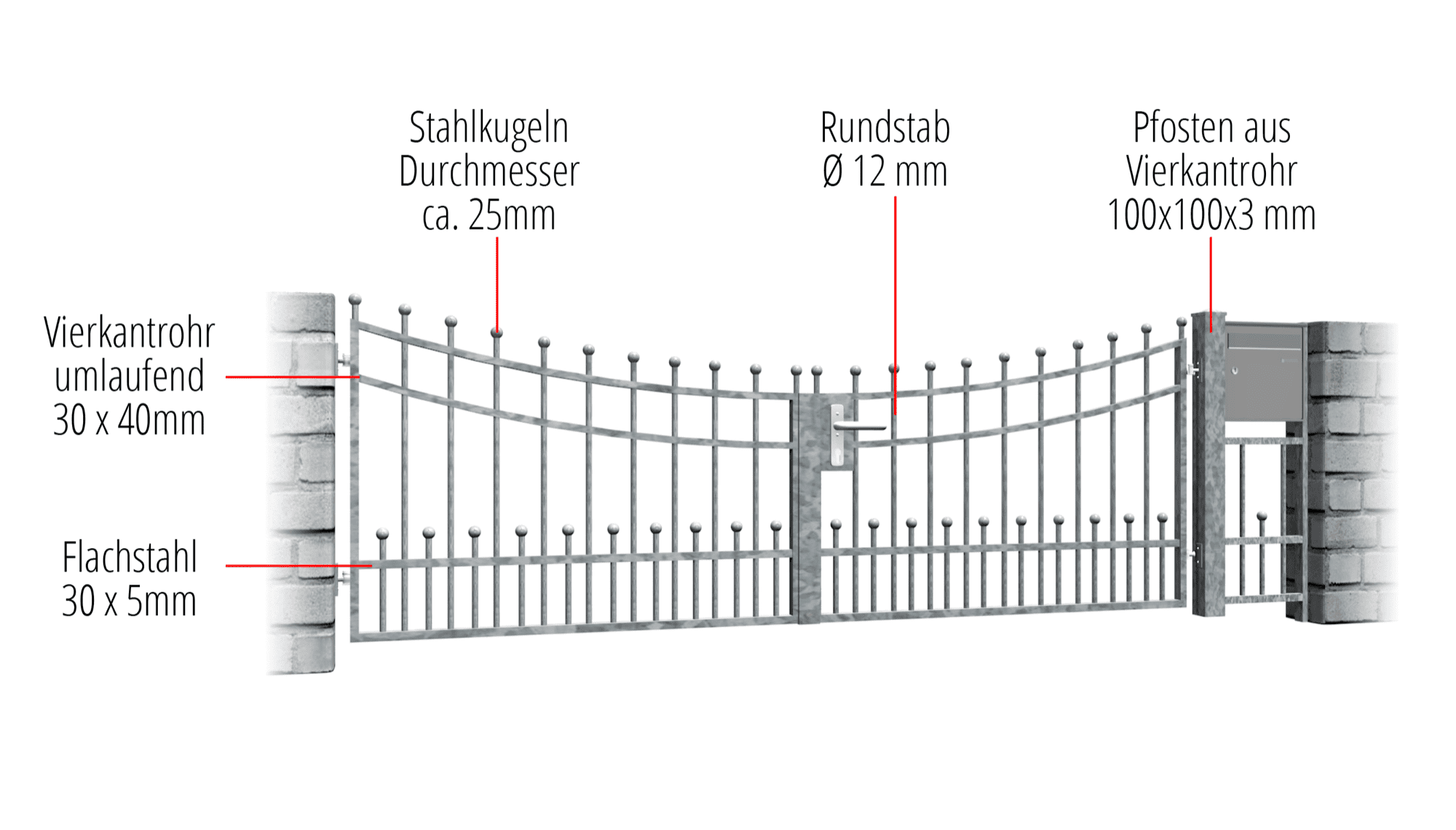 Tuinpoort verzinkt 2-vleugelig Bonn, UB, BK