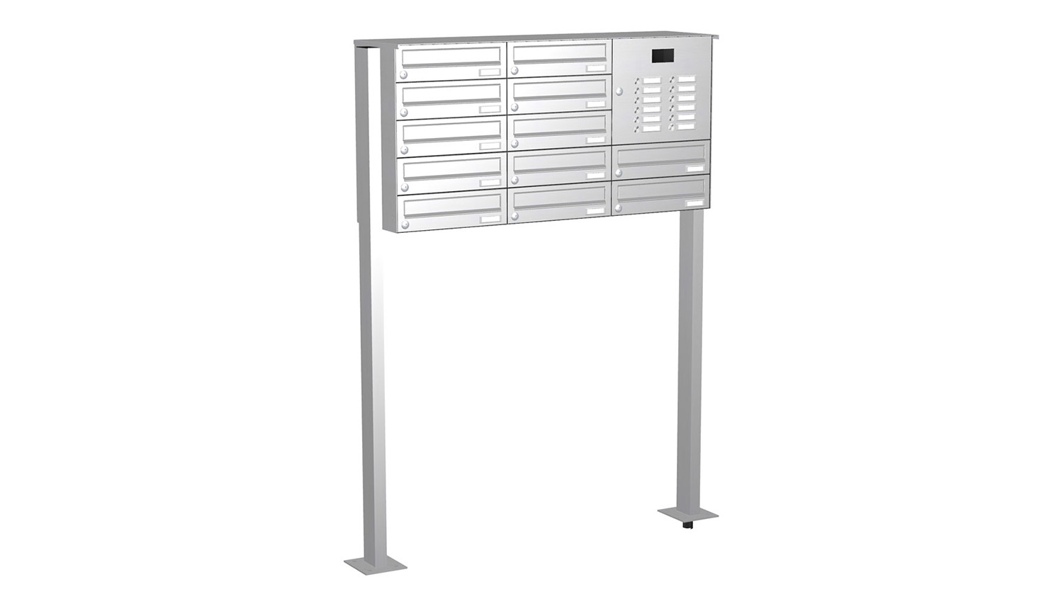 Briefkastenanlage | Freistehend | 12-fach | Waagerecht | Audio | Video | Edelstahl