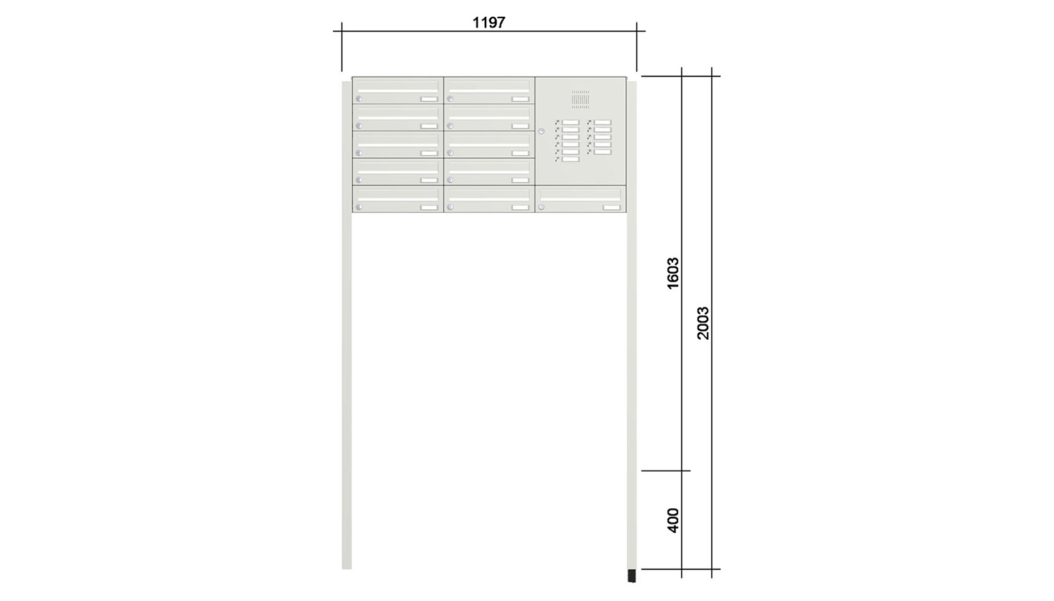 Briefkastenanlage | Freistehend | 11-fach | Waagerecht | Audio | Video | Farbe
