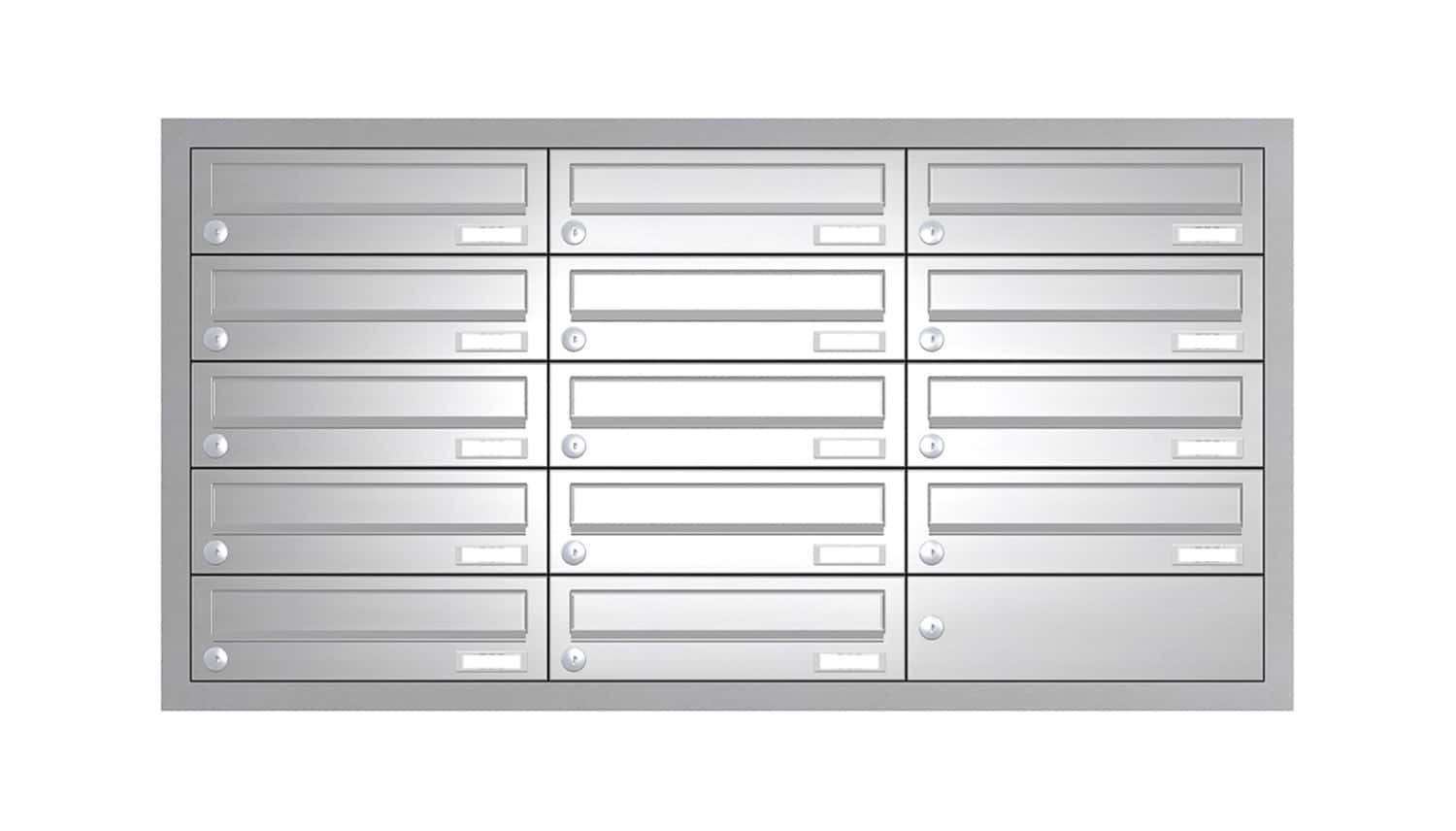 Briefkastenanlage | Unterputz | 14-fach | Waagerecht | Edelstahl