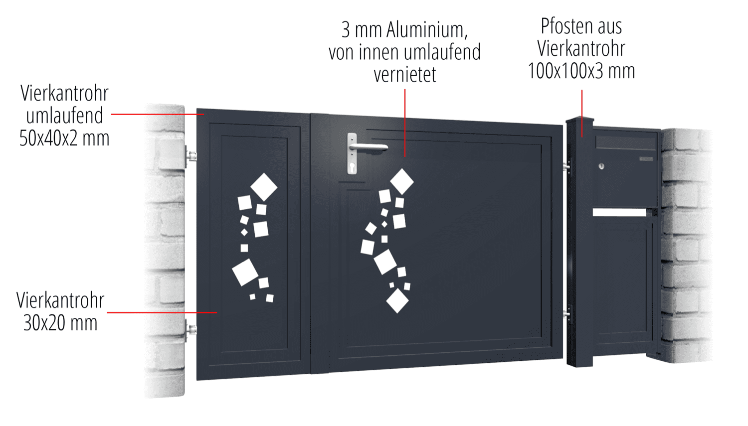 Tuindeur aluminium 2-vleugelig privacyscherm QE, GE, BK