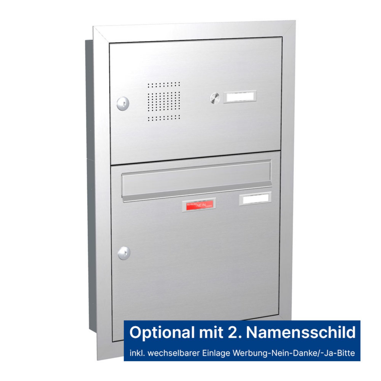 Briefkastenanlage | Unterputz | 1-fach | Senkrecht | Audio | Video | Edelstahl