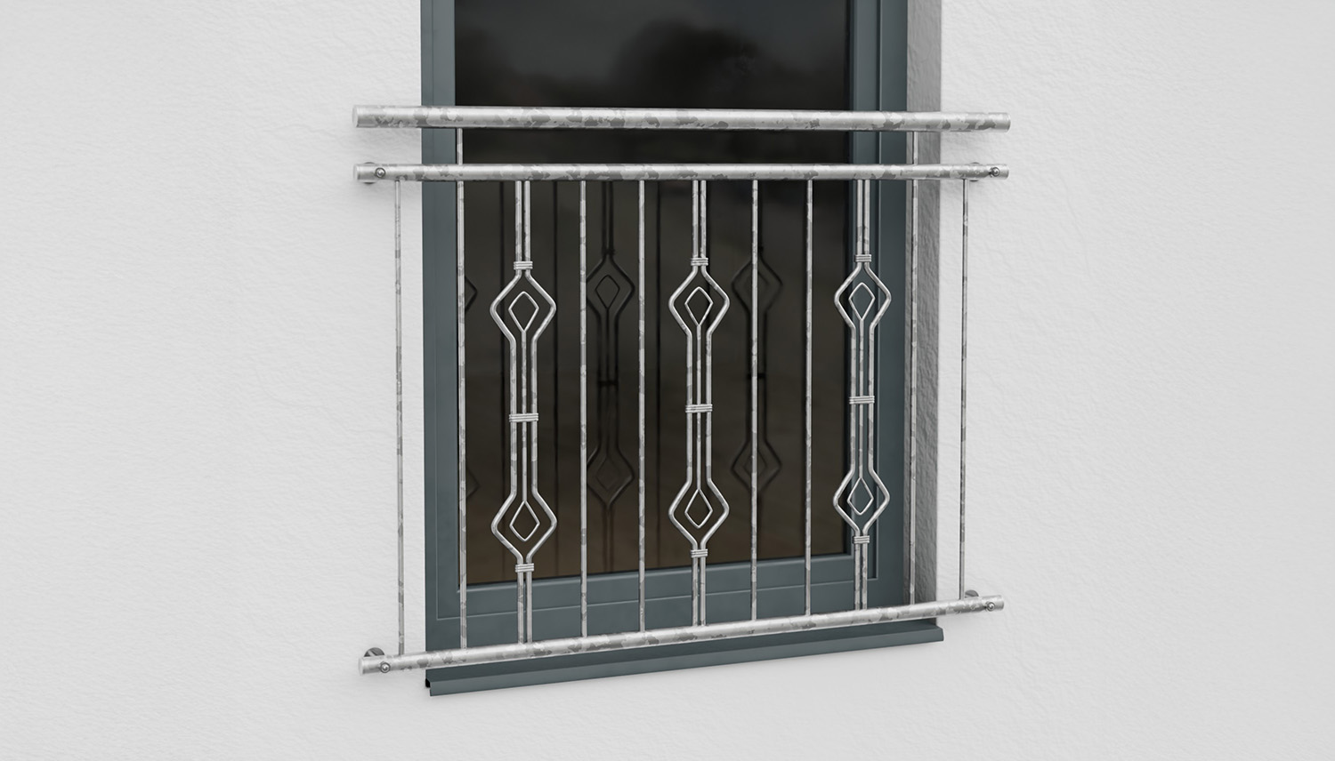 Frans balkon verzinkt zandloper driedubbel ornament 