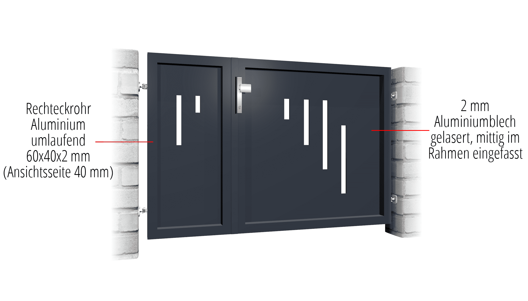 Tuindeur aluminium 2-vleugelig privacyscherm SG, GE