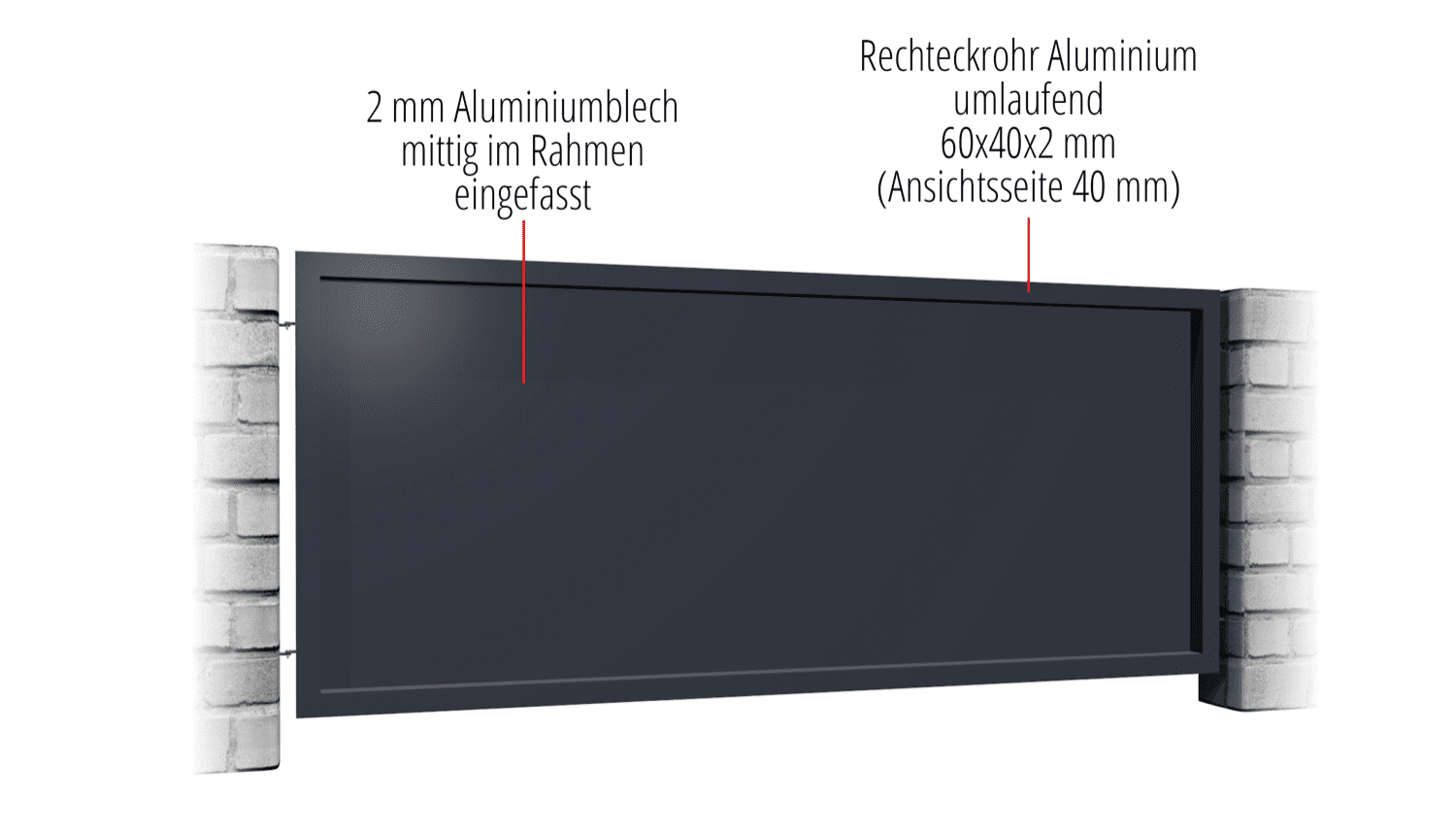 Schuttingen aluminium ondoorzichtig, GE