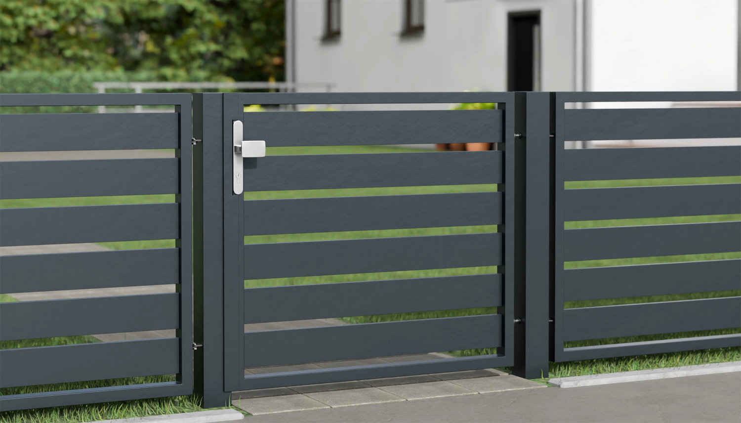 Tuindeur aluminium 1-vleugelig privacyscherm lamellen, GE