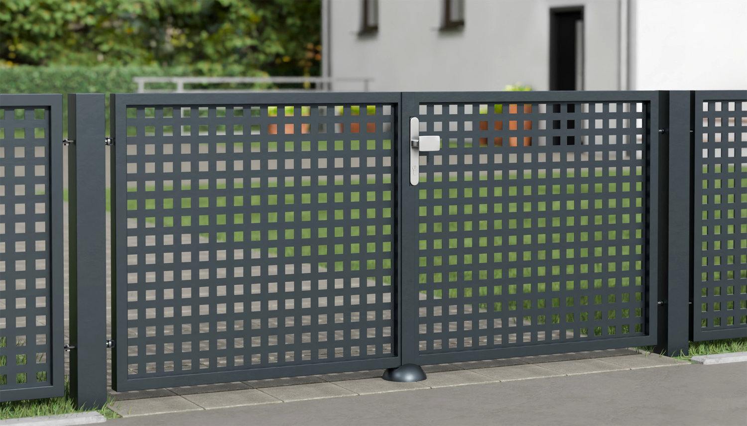 Tuinpoort aluminium 2-vleugelig laser gesneden ontwerp QL