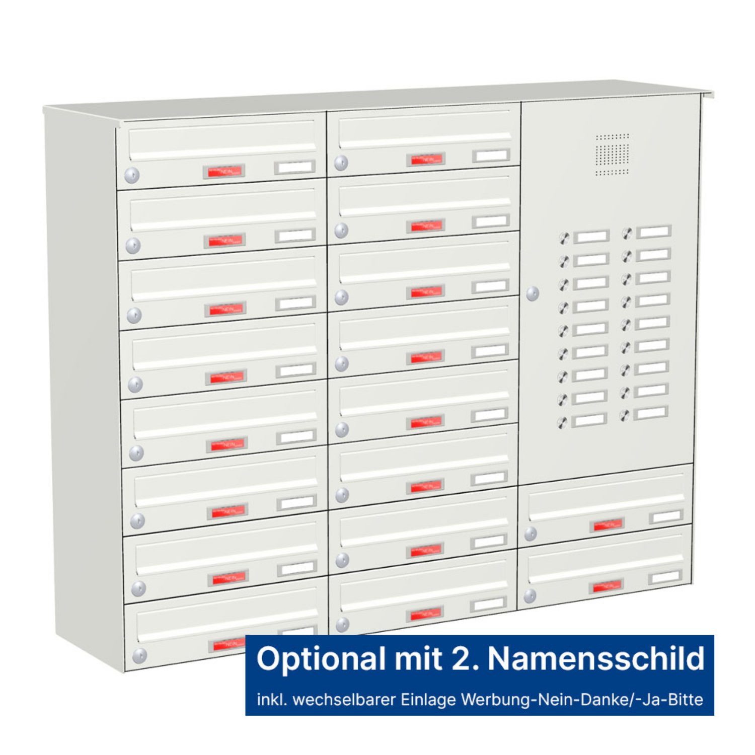 Briefkastenanlage | Aufputz | 18-fach | Waagerecht | Audio | Video | Farbe