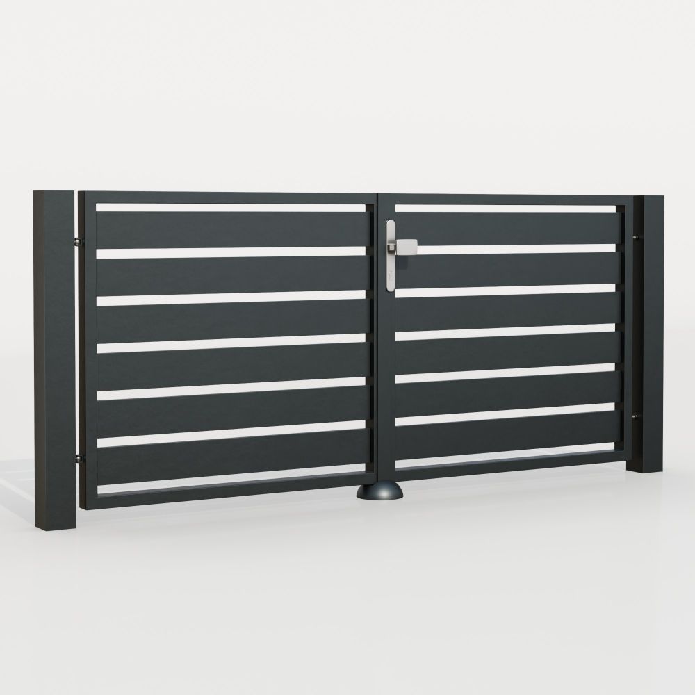 Tuinpoort aluminium 2-vleugelig privacyscherm lamellen, GE