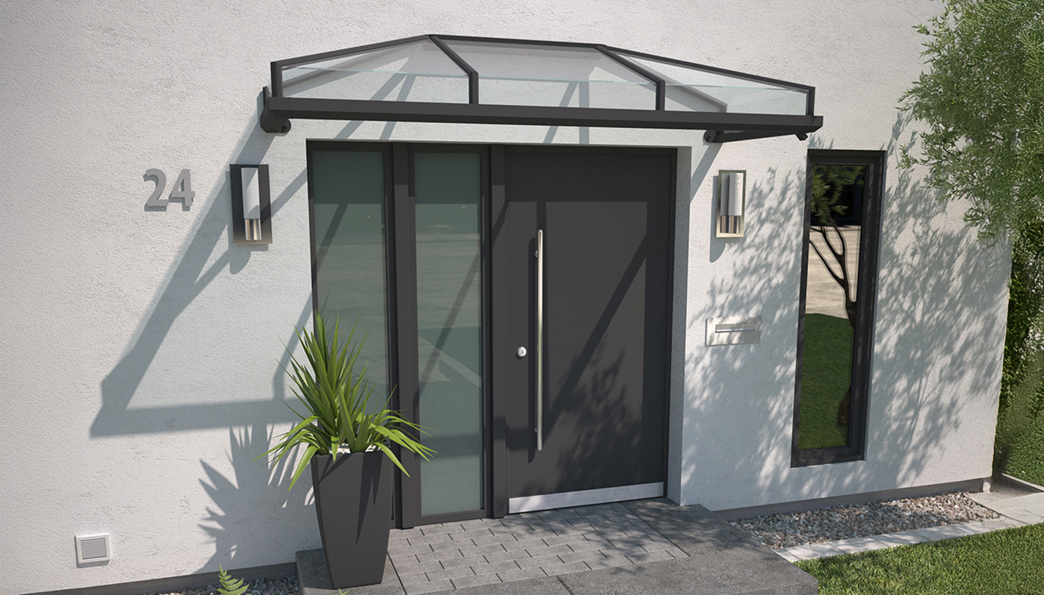 Vordach Aluminium Kristall 2 Acrylglas