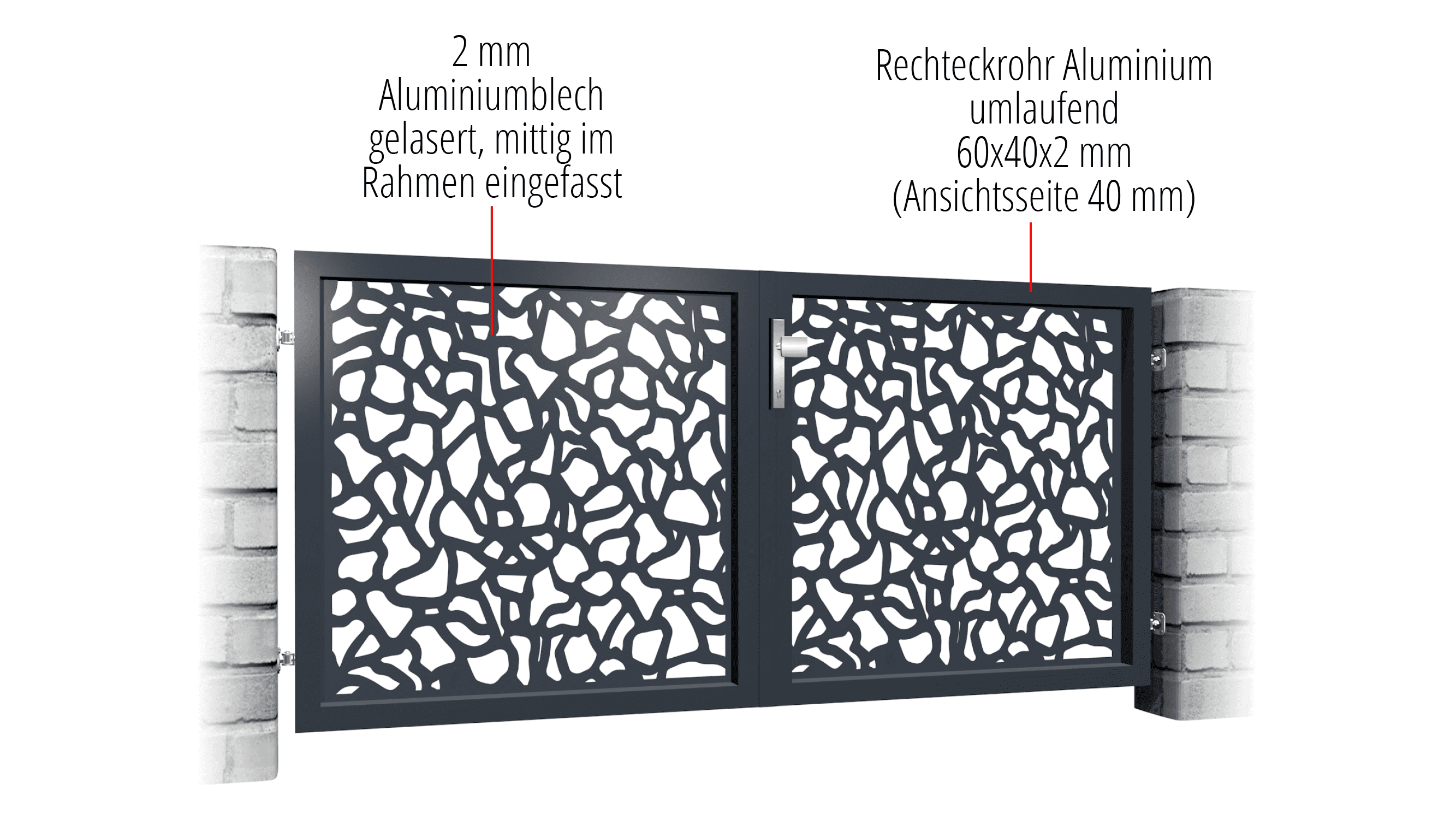 Tuinpoort aluminium 2-vleugelig laser gesneden ontwerp AB 2