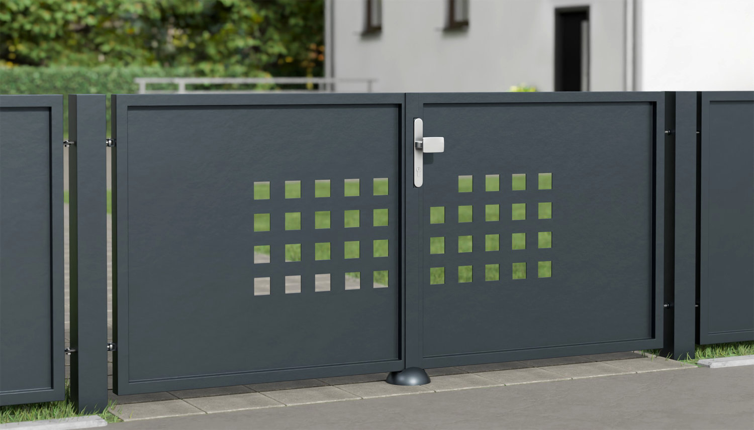 Tuinpoort aluminium 2-vleugelig privacyscherm QLR, GE